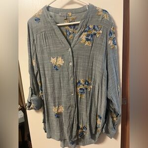 Elegant Floral Button-Down Blouse